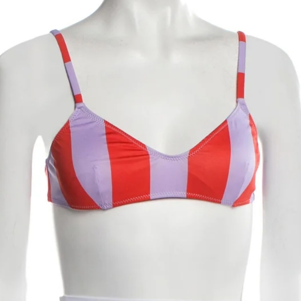 NWT Solid & Striped Bikini Top (M)